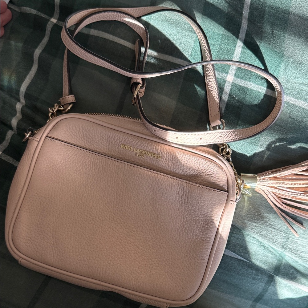 Karl Lagerfeld Beige Crossbody Bag with Tassel